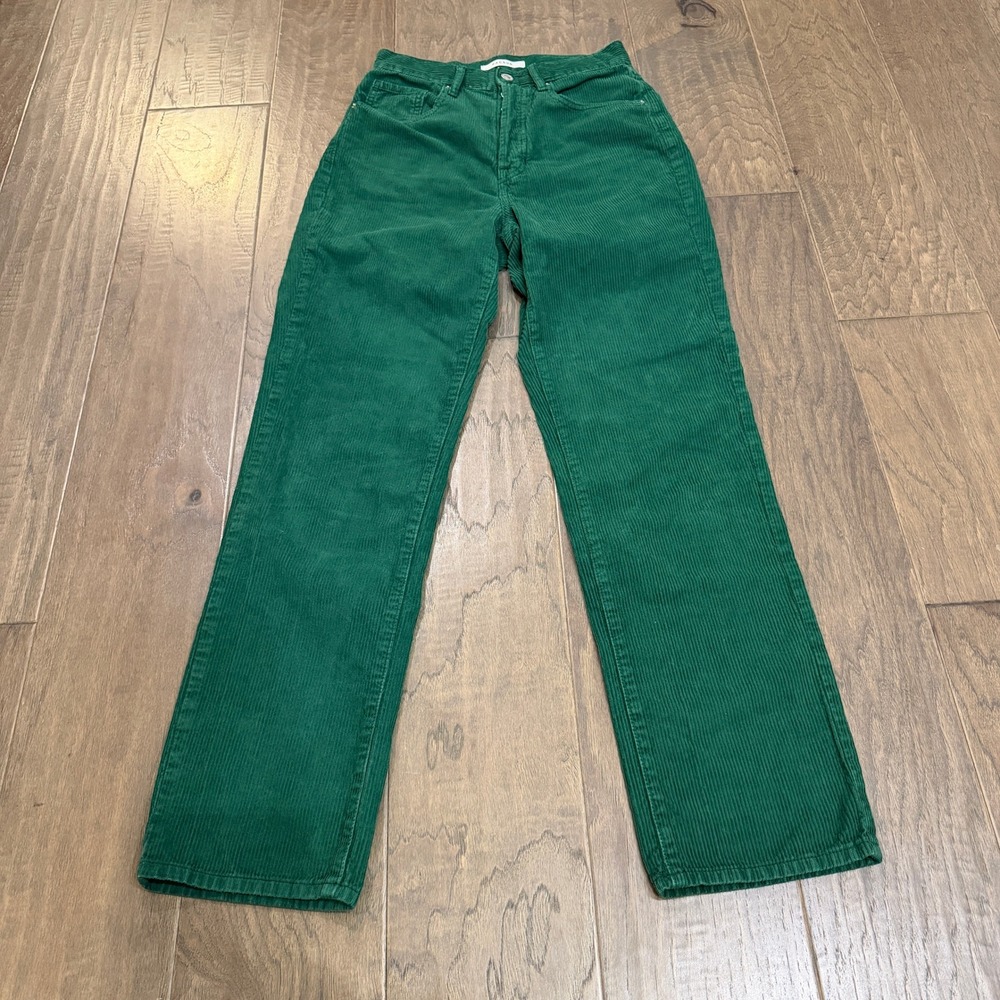 PacSun Dad Jean Corduroy Emerald Green High Rise‎ Straight Leg Pants Size 26
